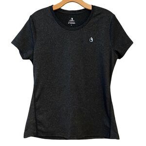 Icyzone L Black Base Layer Exercise Workout Stretch Short Sleeve T-Shirt